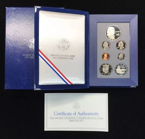 1993 Prestige Proof Set w US Mint OGP Box & COA Cover