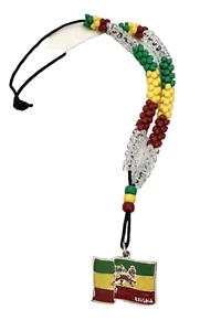 Rasta Lion Of Judah Flag Beaded Necklace Hand Assembled Red/Green/Yellow Color - Picture 1 of 2
