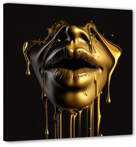 Negro Oro Mujer Face art Fantasy Modern 2023 Imagen Excelente Mural Actualidad F4 - Imagen 1 de 3