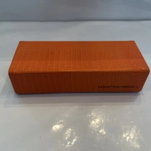 Morgenthal Frederics Orange Embossed Leather Eyeglasses Case - Picture 1 of 5
