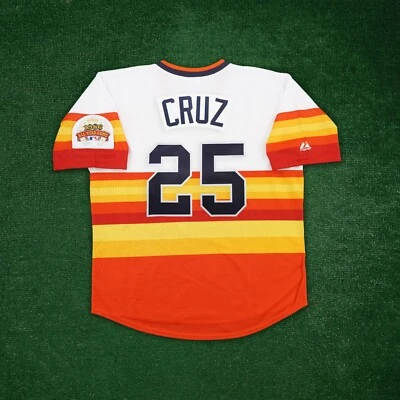 MAJESTIC Jose Cruz 1986 Houston Astros Rainbow Cooperstown Jersey w/ All Star Patch