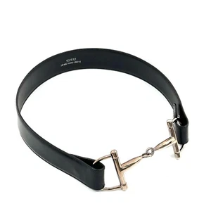 GUCCI Horsebit Belt Leather Black 75cm Size Silver Hardware Authentic - Picture 1 of 24