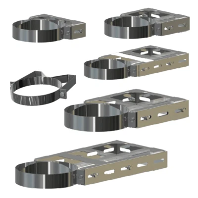 SCHORNSTEIN OLYMP Edelstahl Wandhalter Rohrhalter verstellbar Edelstahlschornstein DW 80 - 200 mm