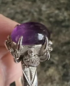 Amethyst Ring 925 sterling Silver Ring Prong Set Ring Sz. 6.5 - Picture 1 of 9