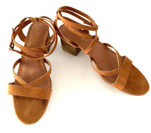 Madden Girl Tan Strappy Sandals Shoes w/ Modest Heel~~Size 10 M~~Ankle Strap