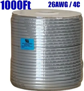 1000FT 26AWG 4 Conductor Modular Stranded Flat Phone Telephone Cable Cord UL - Picture 1 of 1