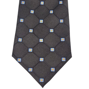 Nautica Men's Tie Brown Blue Geometric 100% Silk Designer Necktie 58" x 4" - Picture 1 of 6