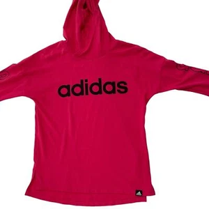 Adidas Girls Pink & Black Long Sleeve Hooded Pullover Sweatshirt Large (14) - Picture 1 of 3