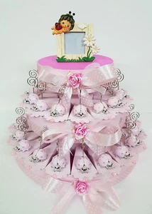 TORTA BOMBONIERE COCCINELLE ROSA CRESIMA COMUNIONE COMPLEANNO 18 ANNI BATTESIMO - Foto 1 di 1