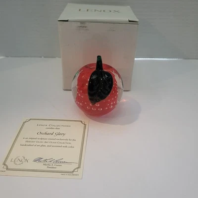 Pisapapeles LENOX vidrio soplado a mano rojo manzana BULLIANTE burbujas controladas  Foto 1 de 4