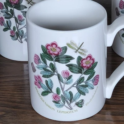 Набор из 4 цветочных кофейных кружек Portmeirion ботанический сад рододендрон лепидотум - Изображение 1 из 4