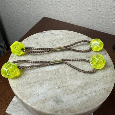 2 Vintage 80s Ponytail Holders Large Twin Knocker Ball Bead Hair Ties - Image 1 of 4