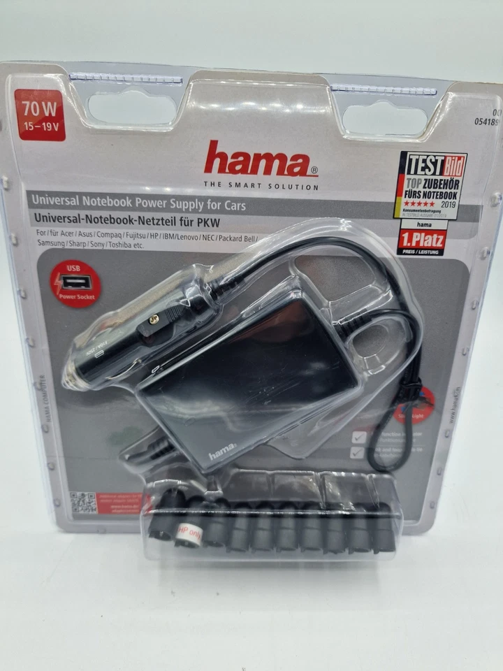 Hama 00054189 Universal Laptop Netzteil für Auto Ladegerät KFZ 70W 15-19 V - Bild 1 von 2