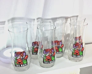 set of 6 Red Lobester Tail Back hurricane drinking glasses - euc - Bild 1 von 3