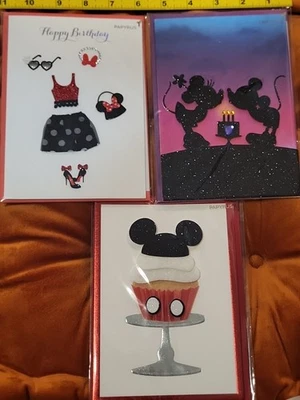 3 Disney Papyrus Mickey Minnie Mouse  Birthday Greeting 3D Cards Card Lot B8 - Image 1 of 4