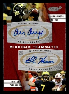 2008 SAGE SQUARED CHAD HENNE A-66 ADRIAN ARRINGTON RC DUAL AUTOGRAPH MICHIGAN - Picture 1 of 2