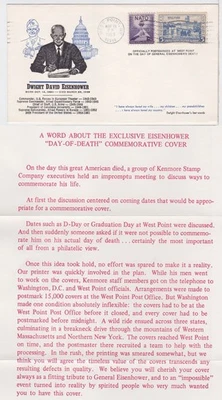 TurtlesTradingPost- West Point, NY 1969- Dwight D Eisenhower Day of Death Cover - Image 1 of 3