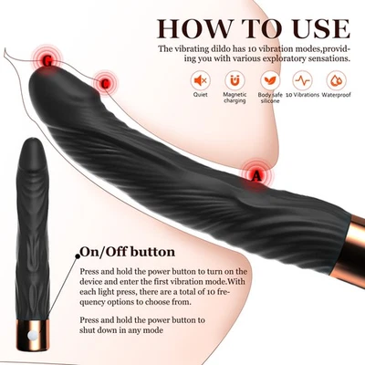 Powerful Vibrating Dildo Multi Frequency G-spot Anal Stimulation Sex Toys Female - Image 1 of 4