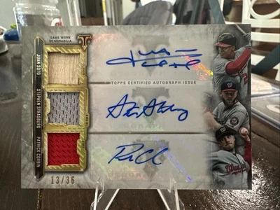 2020 Topps Triple Threads Auto Relic Combo Juan Soto, Strasburg,  Corbin/36  - Image 1 of 4