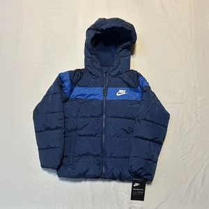 Chaqueta Nike Niños 6 Azul Marino Puffer Con Capucha Cremallera Completa Niño Pequeño Abrigo de Invierno - Imagen 1 de 7