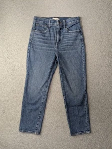Madewell Classic Straight Jeans Womens 28 Blue Stretch Denim High Rise Cropped - Picture 1 of 15