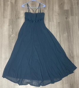 David's Bridal Formal Dress Size 4 Blue Elegant Embellished Prom/Bridesmaid - Picture 1 of 7