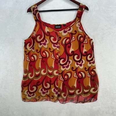 Camiseta sin mangas Avenue vintage para mujer 18/20 roja naranja con estampado de remolino hada fluida Y2K Foto 1 de 4