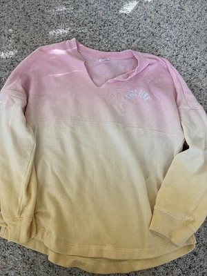 VS PINK Tye Dye Rosa y Amarillo Crew Sudadera Talla Mediana Foto 1 de 4