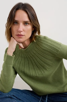 Seasalt Women's Regular Stone Chat Organic Cotton Jumper Moss - Image 1 of 4