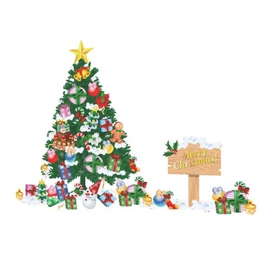 1 Sheet Xmas Tree Gift Wall Sticker Decor Christmas Wall Decorative Sticker - Image 1 of 4