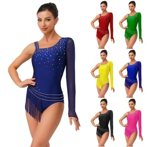 Womens Dancewear Glittery Costume Shiny Dress Latin Bodysuit Ballet Gymnastics - Picture 1 of 93