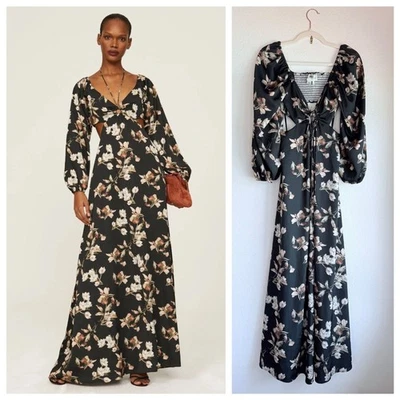 Vestido Sachin & Babi Cassandra Floral Manga Larga Recortado en Negro Talla 2 Foto 1 de 4