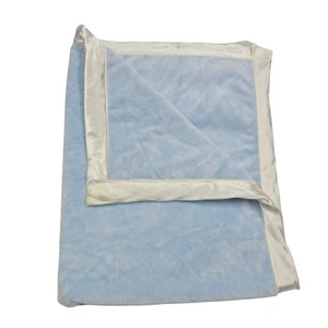 Lullaby Club Baby Blanket Blue Plush Velour Satin Trim Receiving Blanket Lovey - Picture 1 of 4