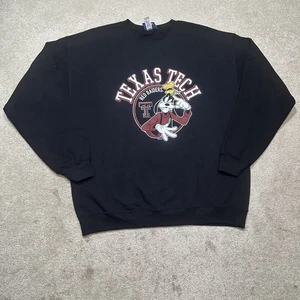 NWOT Texas Tech Disney Goofy Crewneck Sweatshirt Mens Large Black Blue 84 Sample - Picture 1 of 9