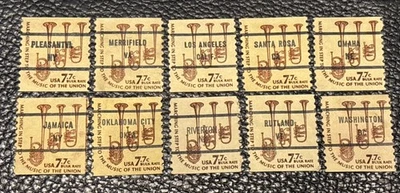 10 US CITY LOT PRECANCEL SC 1614 7.7C DENOM SAXHORNS K3 - Image 1 of 4