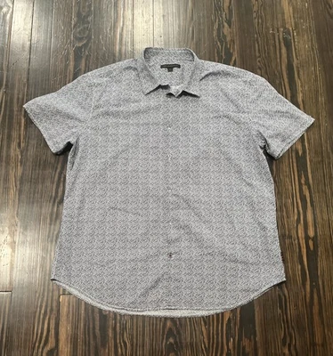 John Varvatos Short Sleeve Button Up Shirt Men’s XL Blue Floral Print Cotton  - Image 1 of 4