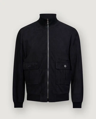 Navy Blue Leather Jacket Men Pure Suede Bomber Size S M L XL XXL 3XL Custom Made - Image 1 of 4