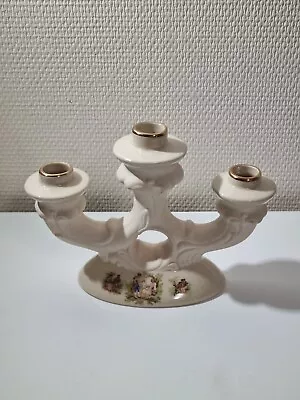 ANCIEN XXème CHANDELIER, BOUGEOIR 3 BRANCHES EN CÉRAMIQUE  - Photo 1/4