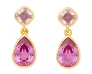 Pendientes Kate Spade para mujer con bisel burbujeante doble gota de cirón cúbico, dorado/rosa, KI197 - Imagen 1 de 5