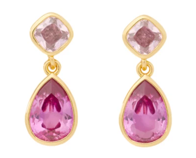 Kate Spade Women's Bubbly Bezel Double Drop Cubic Zir Earrings, Gold/Pink, KI197 - Image 1 of 4