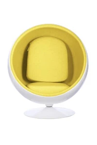 Retro Ball Chair with Cashmere Wool Upholstery (Yellow) - Picture 1 of 9