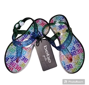 NWT Bebe Colorful Glitter Jelly Sandals Little Girls Toddler Shoe Size M 7/8 - Picture 1 of 3