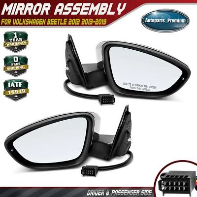 Par de espejos retrovisores eléctricos con luz de señal térmica cromados para Volkswagen Beetle 2012-2019 Foto 1 de 4