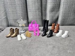 Barbie Shoes Lot 8 Pairs Fashion Doll Footwear Heels Boots Sandals Purse Mirror  - Picture 1 of 24
