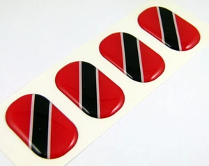 Trinidad and Tobago midi domed decals flag 4 emblems 1.5"x1" Car bike stickers - Foto 1 di 2