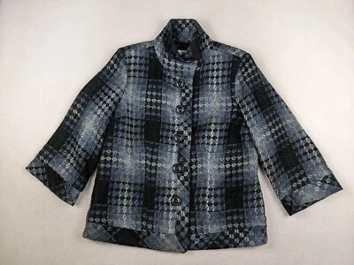 DRAPER'S & DAMON'S - 女式黑色和灰色格子织布 3/4 袖夹克 - S 码 — 第 1/4 张图片