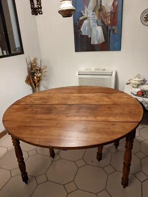 TABLE ANCIENNE BOIS NOYER AVEC 3 RALLONGES  - Photo 1/2