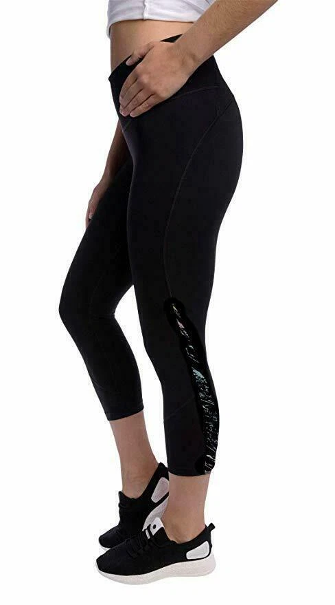 Kirkland Signature Black Reflective Crop Exercise Tights Size Small