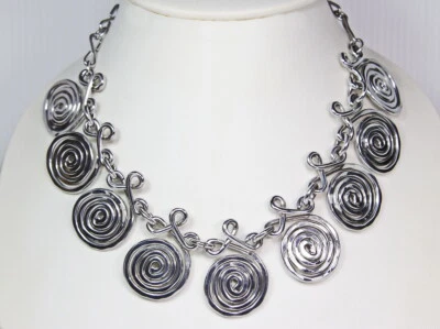 Increíble collar llamativo de aluminio tailandés de 16" hecho a mano PARECE PLATEADO Foto 1 de 4