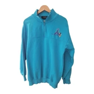 Disney Originals Theme Parks and Resorts 1/4 Zip Sweatshirt Turquoise HTF - Picture 1 of 6